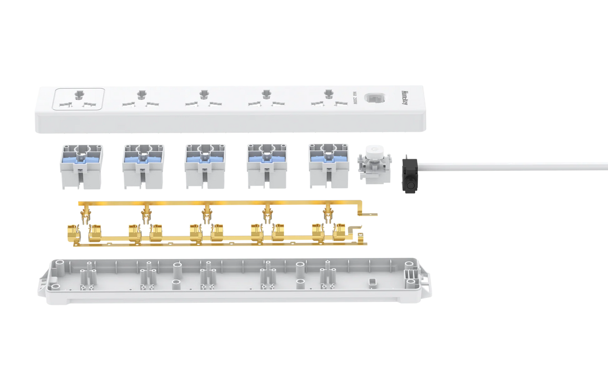 Huntkey DMB501 Power Strip, 5 Universal Sockets, 5M Heavy-Duty Extension Cord, Multi Plug Surge Protection Power Board, Flame-Retardant Housing, Wall Mount Design