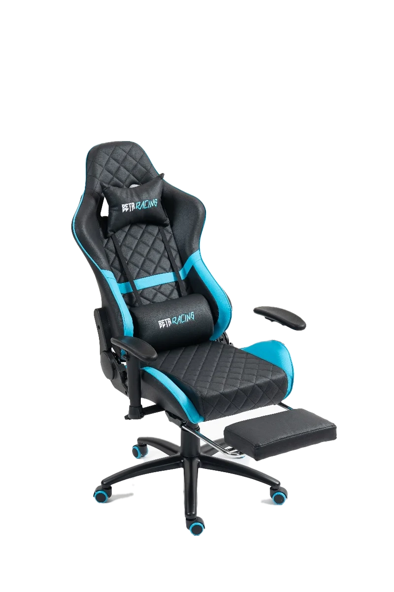 Beta Racing Gaming chair Blue-black with Footrest كرسي كيمنك