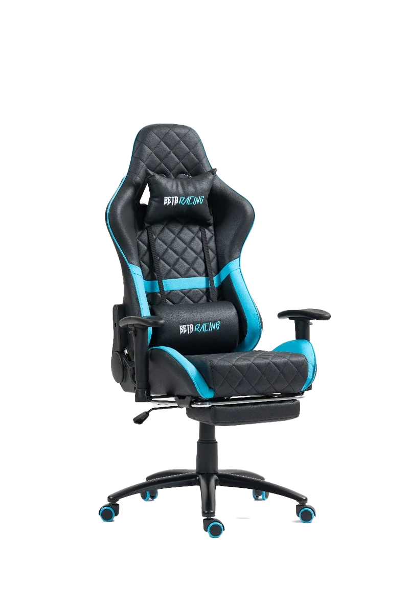 Beta Racing Gaming chair Blue-black with Footrest كرسي كيمنك