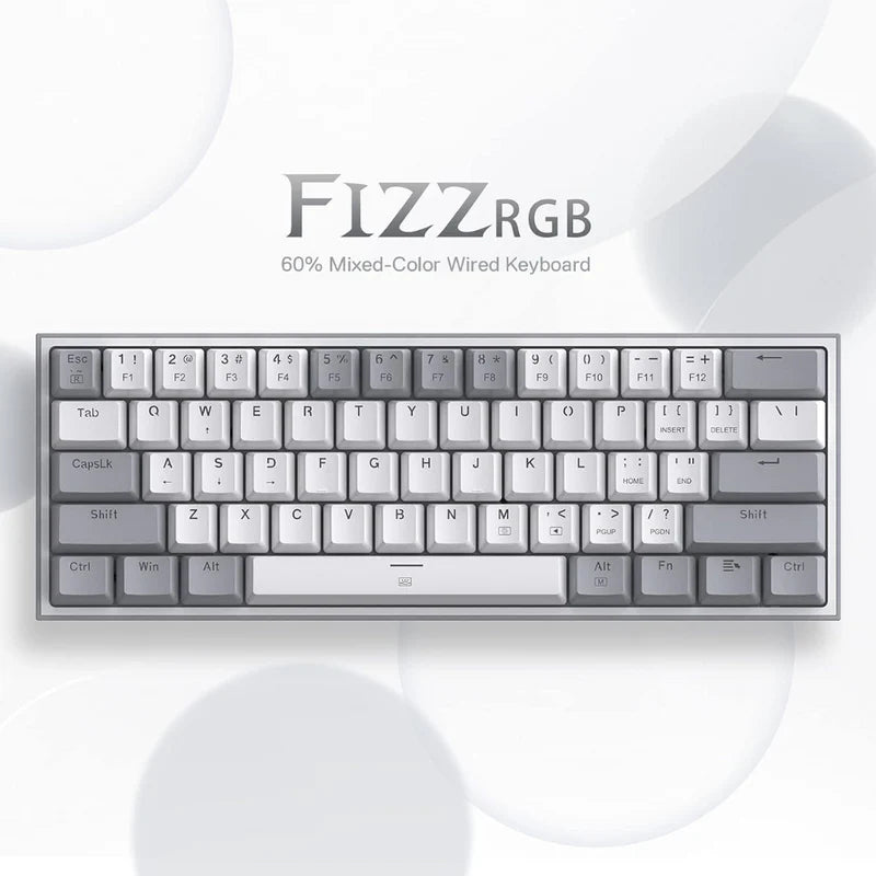 Redragon K617 Fizz 60% Mechanical Gaming Keyboard - Gray White