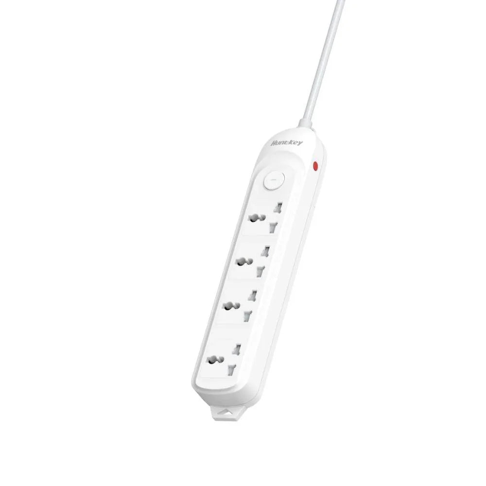 Huntkey DMA-404 Power Strip, 4 Universal AC Outlets, 10 Meter Extension Cord, Surge & Overload Protection, 2500 W / 10 A, White