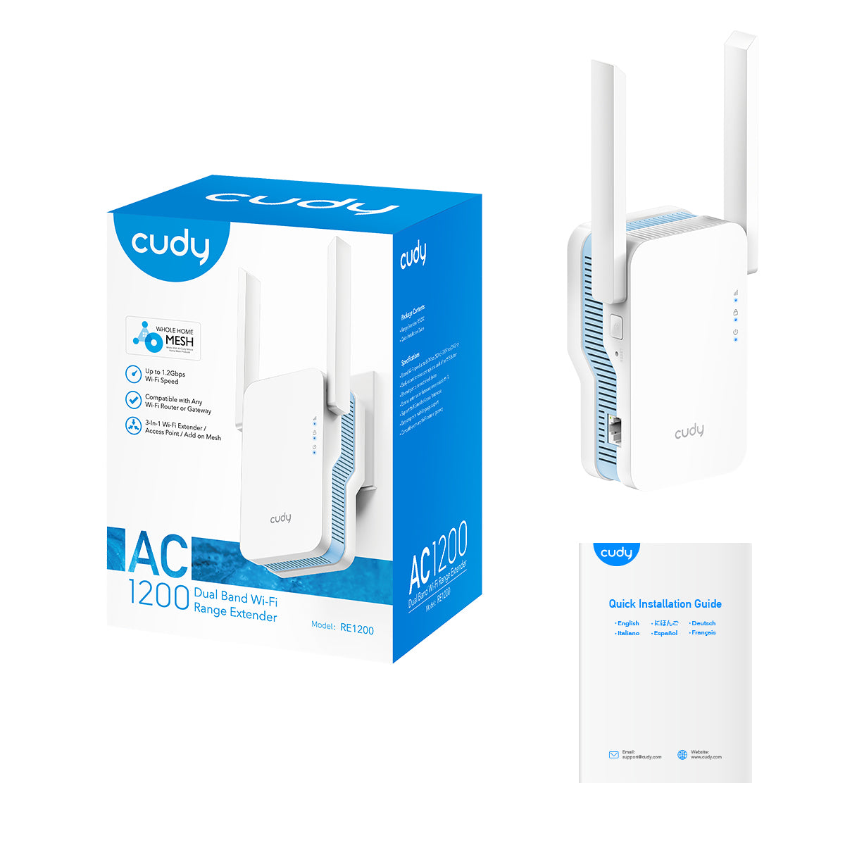AC1200 Dual Band Range Extender, Model: RE1200