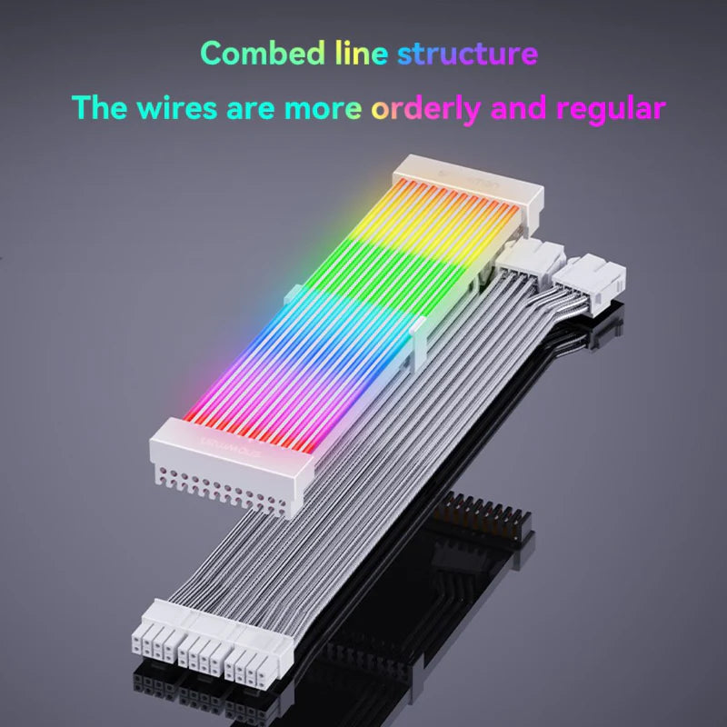 SNOWMAN Sleeved Cover Extension Cable MB & GPU ARGB, 24 Pin + 12+4 Pin 12 VHPWER Kit