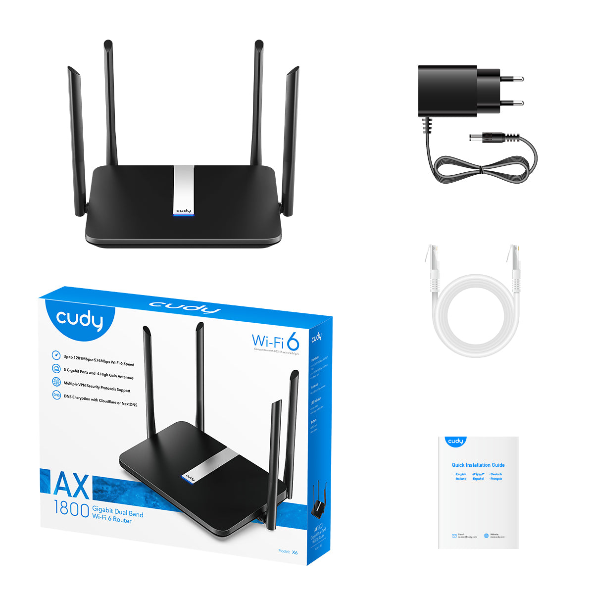 AX1800 Gigabit Wi-Fi 6 Mesh Router, Model: X6