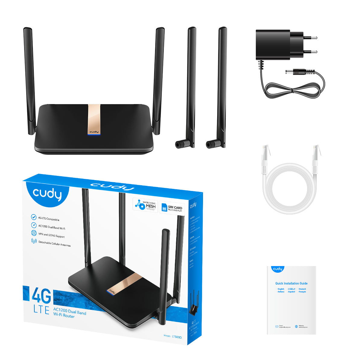4G LTE AC1200 Dual Band Wi-Fi Router Model LT500D