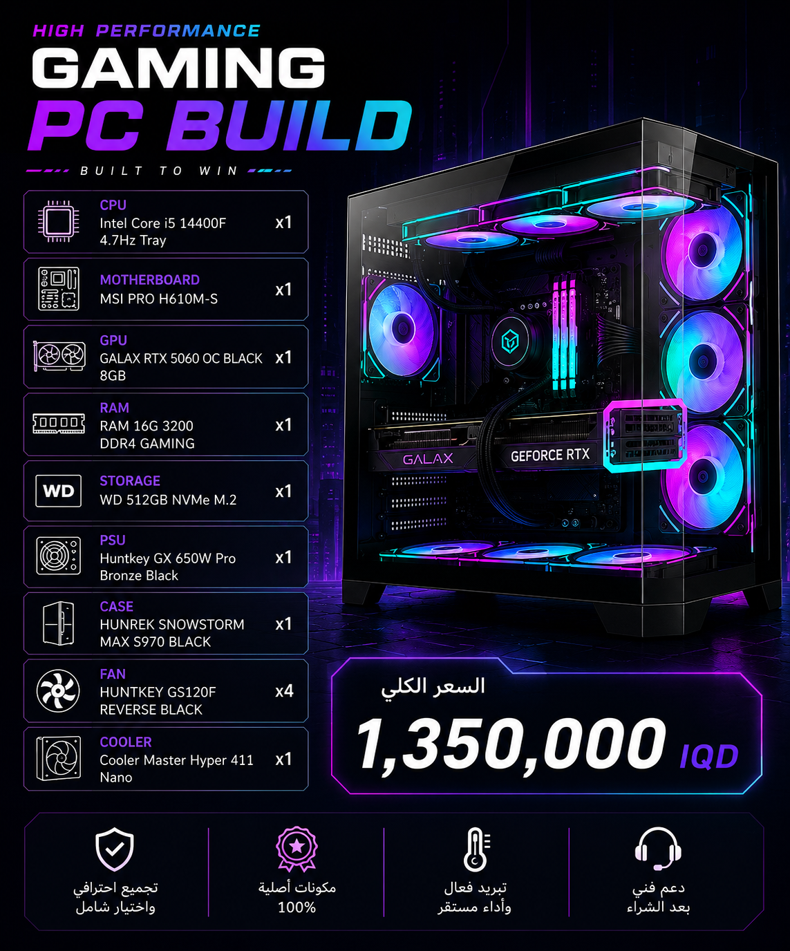 Gaming PC Build - i5 14400F | 16GB DDR4 | RTX 5060