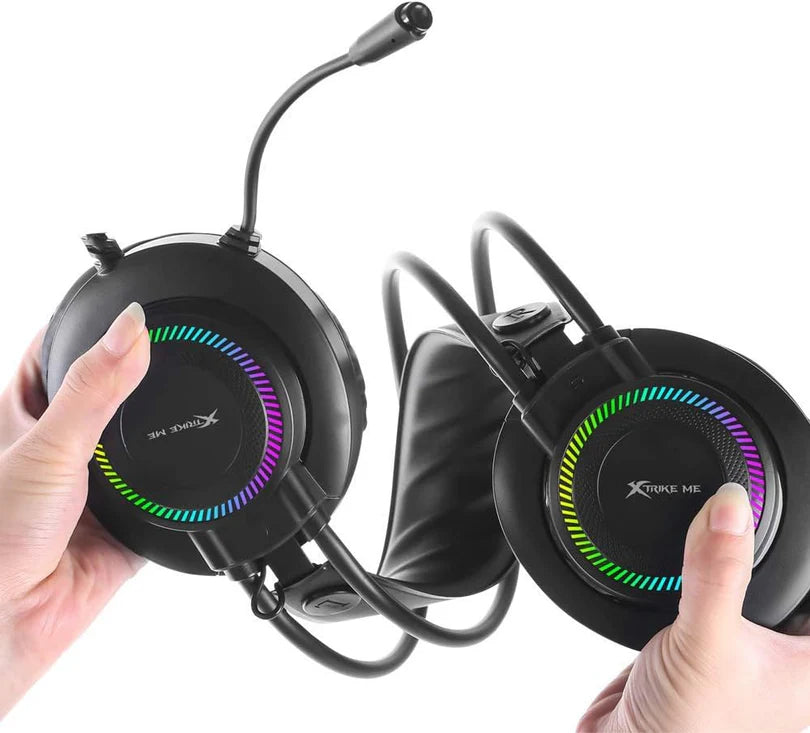 Xtrike Me GH-509 RGB Stereo Gaming Headset – 50mm Drivers, Omnidirectional Mic, 3.5mm + USB, 2.1m Cable – Compatible with PC, PS4, Xbox One & Mobile