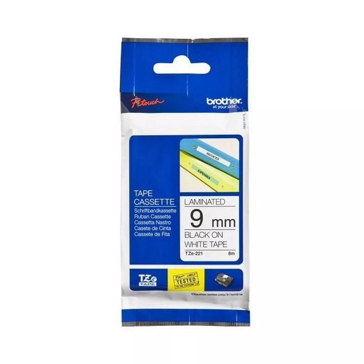 Brother 9mm Laminated Label Tape Black On White
