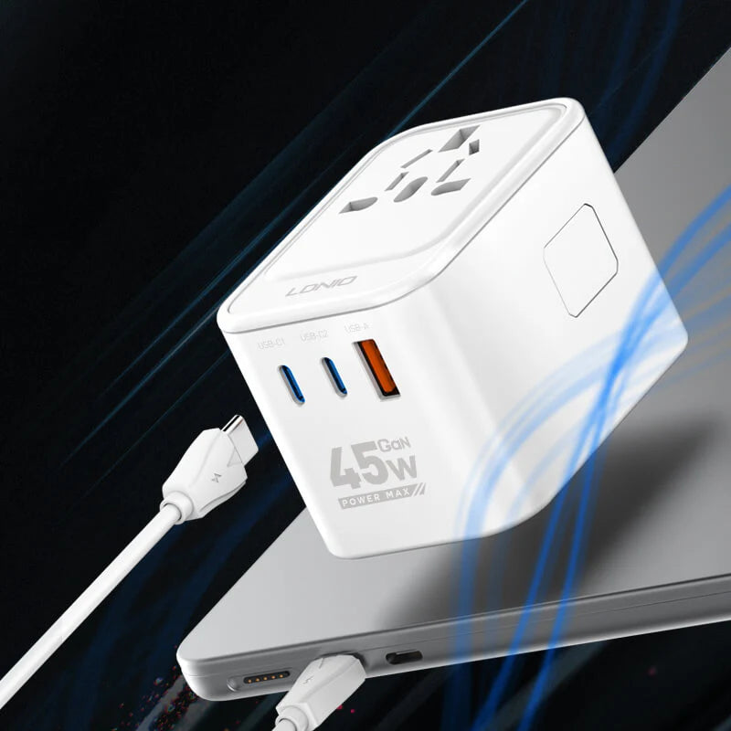 LDNIO 3 USB Ports 45W GaN Travel Adapter Z8