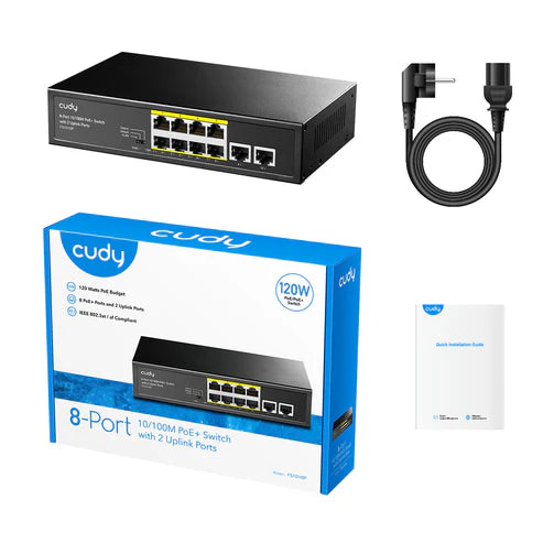 CUDY 8-FE PoE Switch with 2 Uplink FE FS1010P