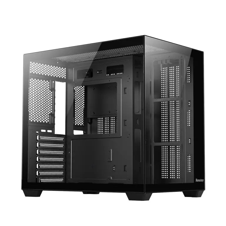 Huntkey S970 Max Storm Blizzard Edition Gaming PC Case, Full View Triple Tempered Glass, ATX/M-ATX/Mini-ITX Support, Up to 10 Fans & 360mm Liquid Cooling, 400mm GPU Clearance (Fans Not Included)