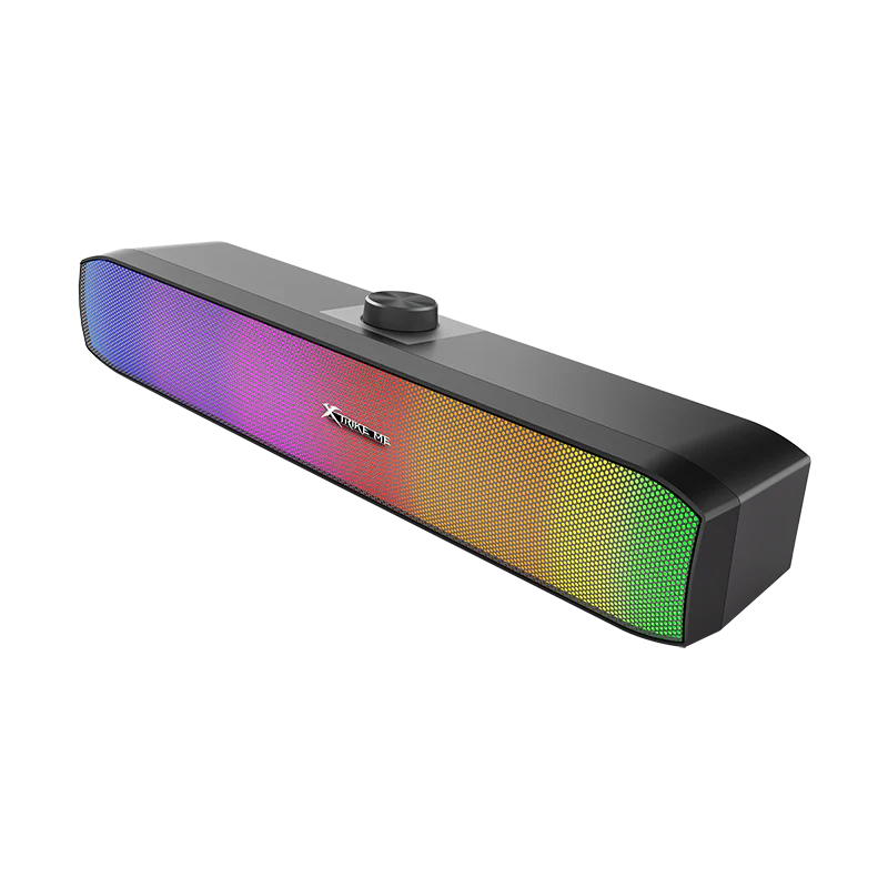 XTRIKE ME SK-605 Soundbar RGB Gaming Speaker USB2.0 Stereo sound bar – RGB Luminous -Volume Knob control – Wired USB Powered +3.5mm,for PC and Laptop, Home theatre | Black
