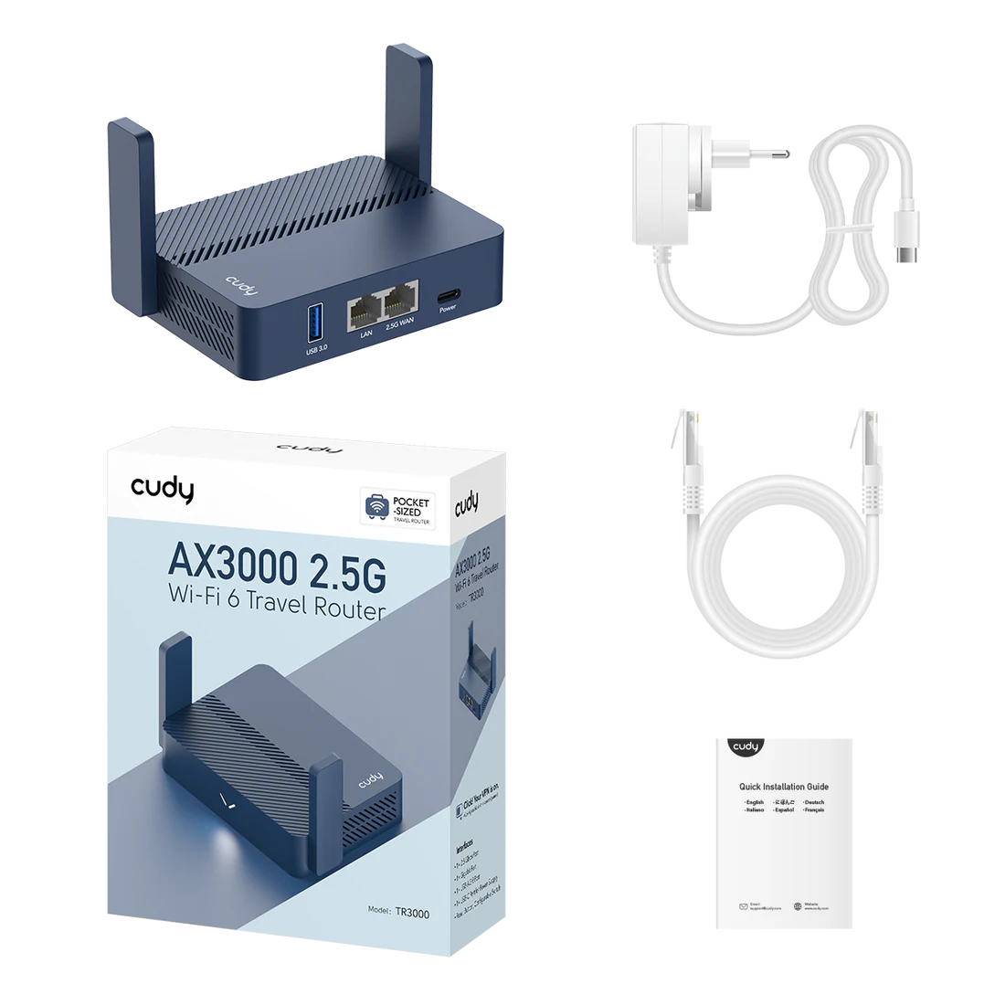 AX3000 2.5G Wi-Fi 6 Mini VPN Router TR3000