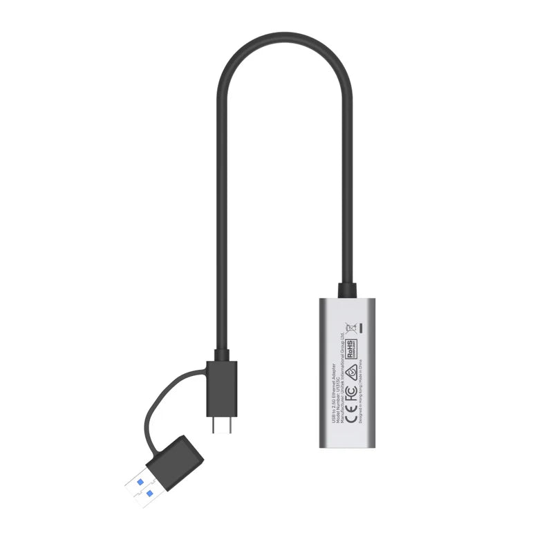 UNITEK U1313C Hybrid USB-C/ USB-A to 2.5G Gigabit Ethernet Adapter