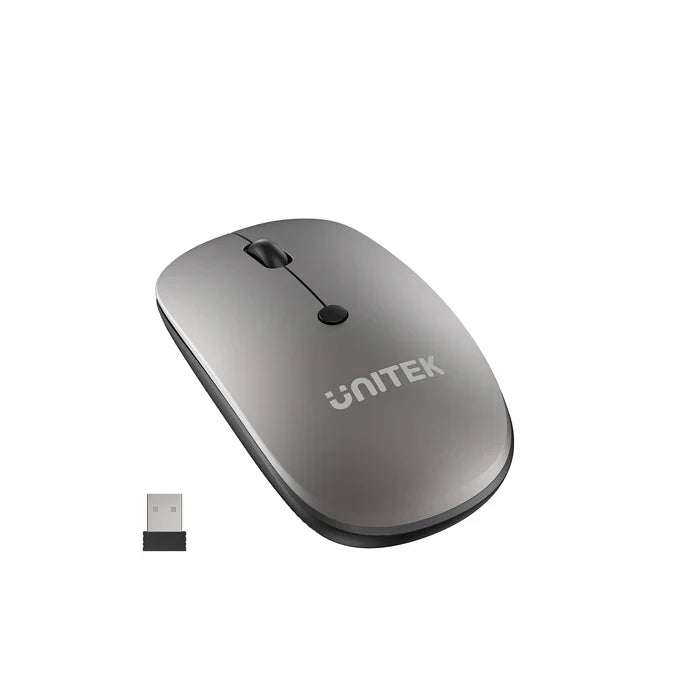 UNITEK SlimTrack Wireless Optical Mouse, 2.4GHz 1600 DPI Silent Click Ergonomic Design, USB Plug T060A