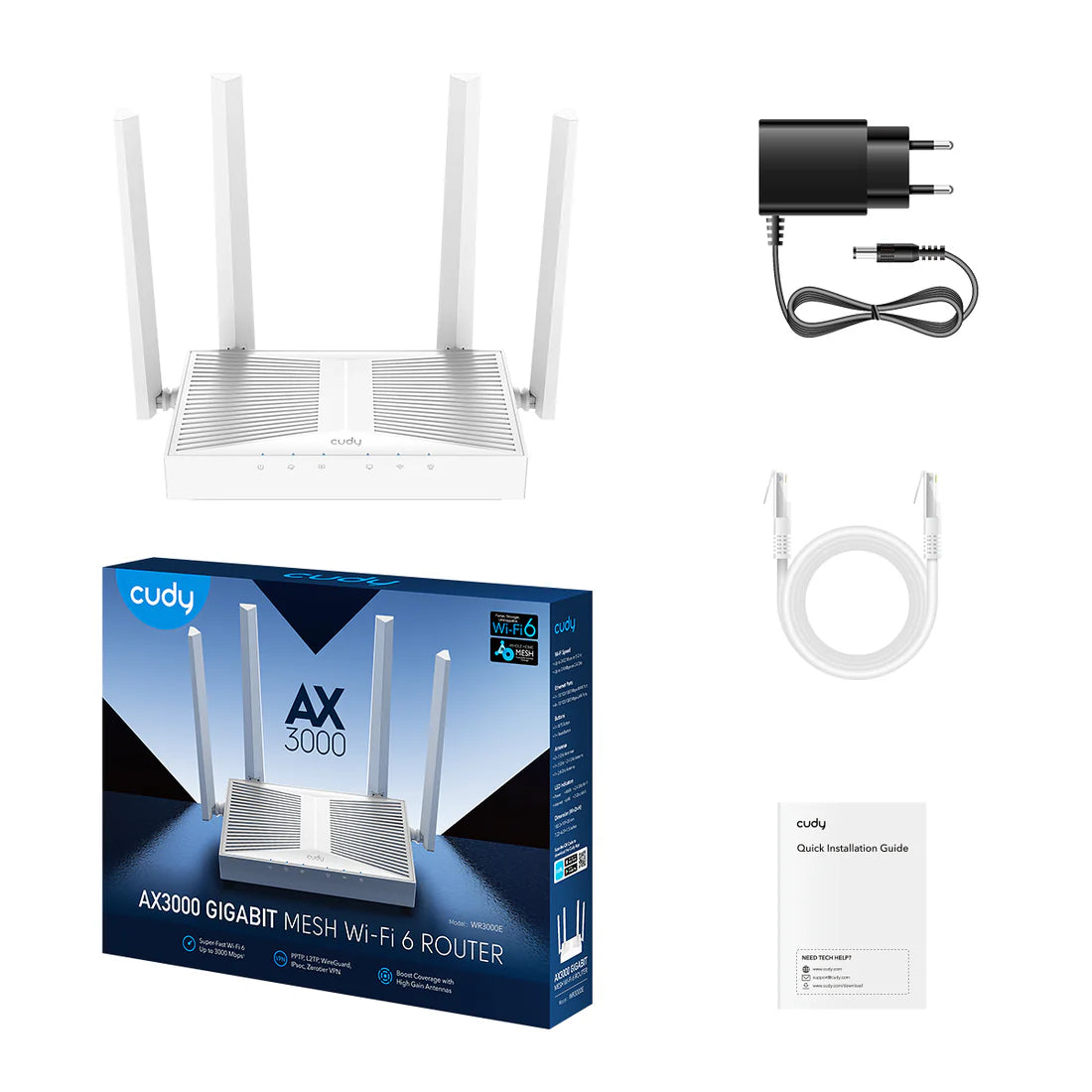 AX3000 Gigabit Wi-Fi 6 Mesh Router, Model: WR3000E