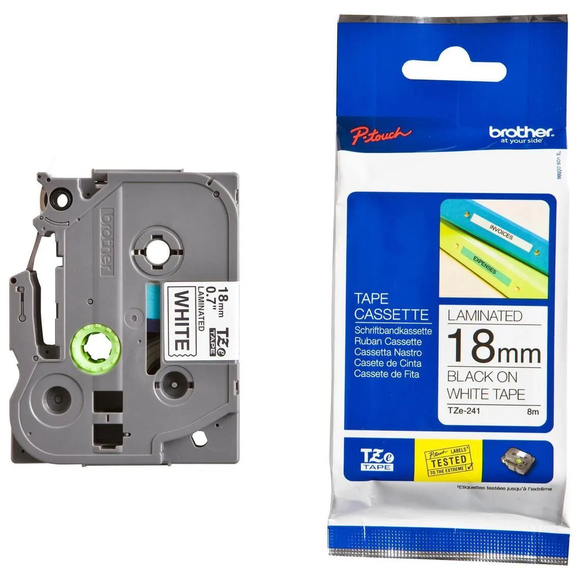 Brother 18mm Black on white tape for P-touch Label Printers