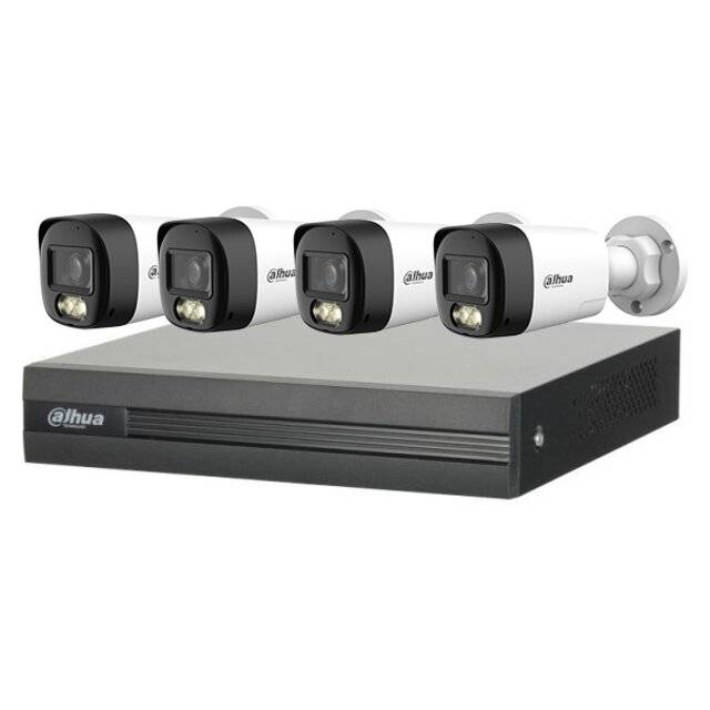 Dahua Kit XVR1B04‑I/T/2 + HFW1200RLP‑IL‑T 2.8/3.6mm 1080P (4‑Cam / 4‑CH) منظومة مراقبة داهوا 4 كامرات 2MP Full HD مع تسجيل وصوت ثنائي الاتجاه
