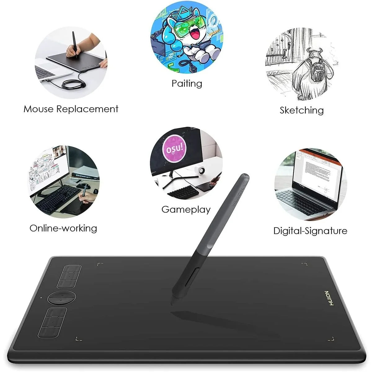 Huion Inspiroy H580X Graphic Drawing Tablet - 8 Programable Keys (203.2 x 127mm)