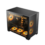 Huntkey F820 M-ATX Gaming PC Case, Tempered Glass, 360mm Cooling Support, High Airflow Design (No Fans Included)