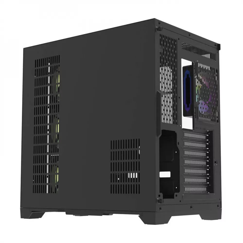 Aigo FT418 PRO ATX Mid-Tower Gaming Case with 7 ARGB Fans and Tempered Glass – Black