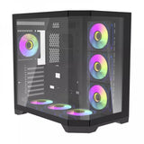 Aigo FT418 PRO ATX Mid-Tower Gaming Case with 7 ARGB Fans and Tempered Glass – Black