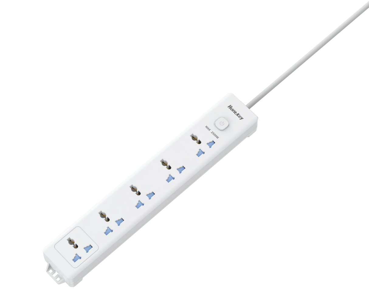 Huntkey DMB501 Power Strip, 5 Universal Sockets, 5M Heavy-Duty Extension Cord, Multi Plug Surge Protection Power Board, Flame-Retardant Housing, Wall Mount Design