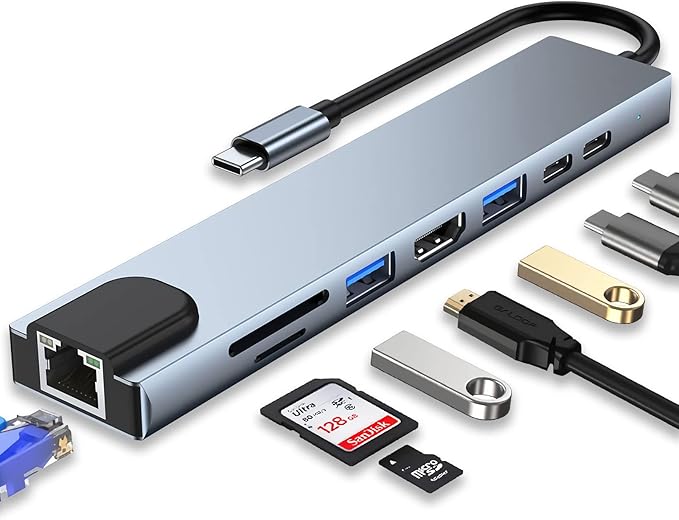 USB C HUB 8 in 1 USB C Adapter FH10583