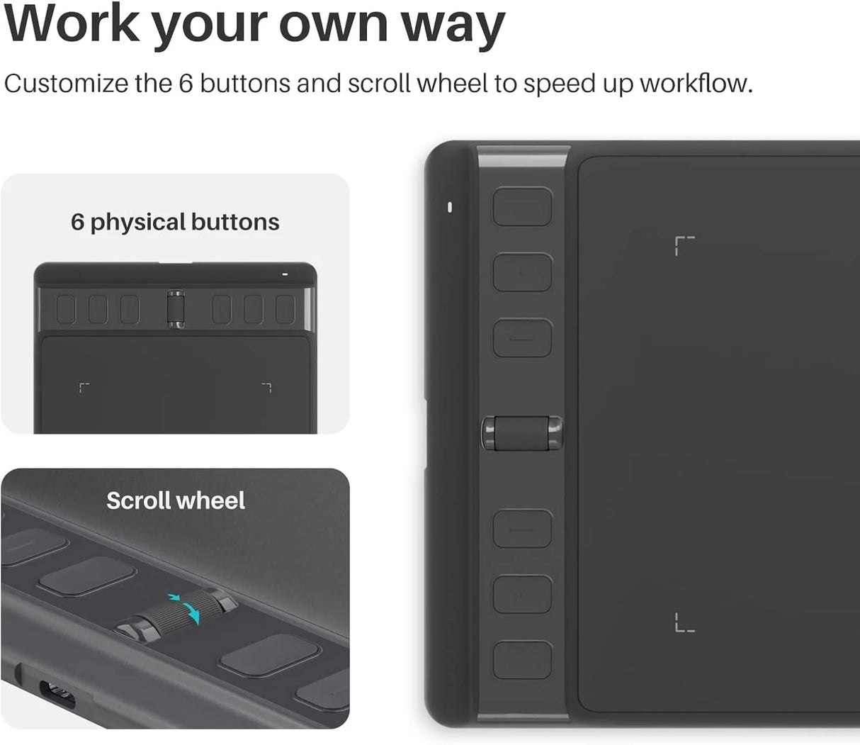 Huion Inspiroy 2 S (H641P) – Compact USB-C Graphics Tablet with PenTech 3.0, 8192 Pressure, Scroll Wheel & 6 Hotkeys