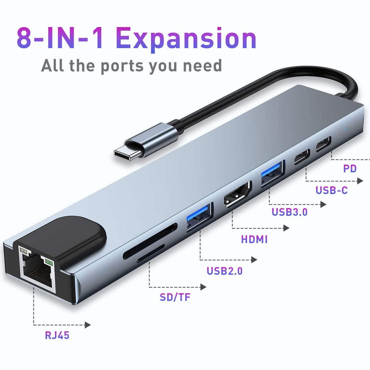 USB C HUB 8 in 1 USB C Adapter FH10583