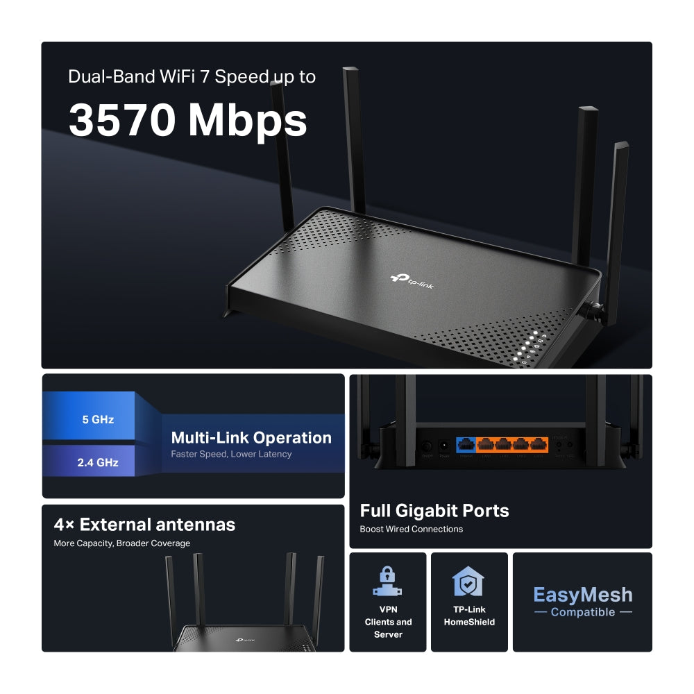 TP-Link BE3600 Dual-Band Wi-Fi 7 Router