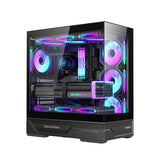 Huntkey GX760A Fortune ATX Gaming PC Case, Dual Tempered Glass Full View, Supports ATX/M-ATX/Mini-ITX, Up to 10 Fans & 360mm Liquid Cooling, 400mm GPU Clearance (Fans Not Included)
