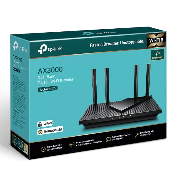 AX3000 Dual Band Gigabit Wi-Fi 6 Router AX55
