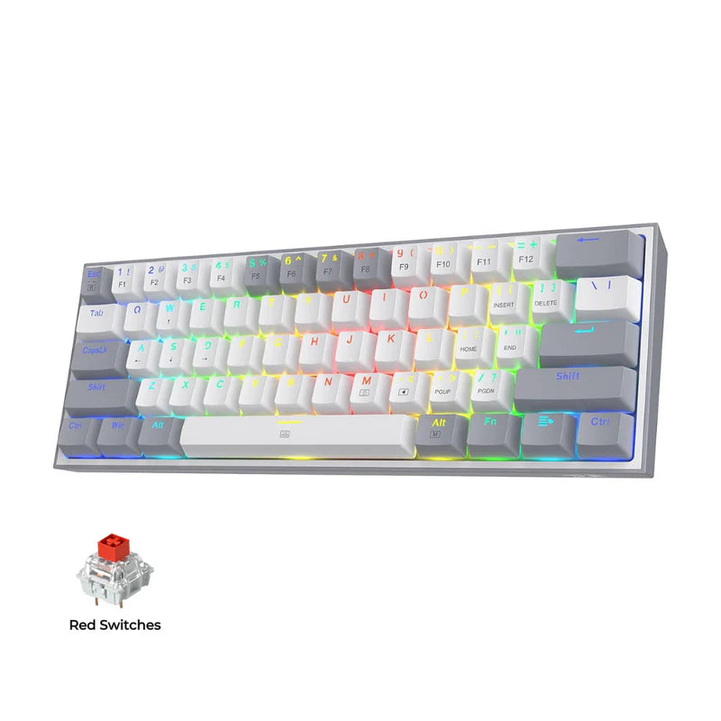 Redragon K617 Fizz 60% Mechanical Gaming Keyboard - Gray White