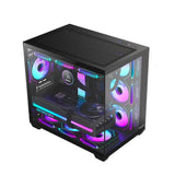 Huntkey S970 Max Storm Blizzard Edition Gaming PC Case, Full View Triple Tempered Glass, ATX/M-ATX/Mini-ITX Support, Up to 10 Fans & 360mm Liquid Cooling, 400mm GPU Clearance (Fans Not Included)
