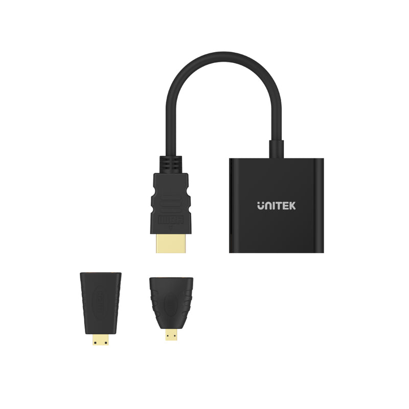UNITEK HDMI to VGA Adapter with 3.5mm for Stereo Audio plus Mini & Micro HDMI Adapter Y-6355