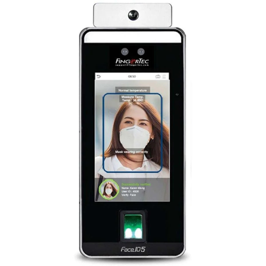 FingerTec Face ID 5 AI Facial Recognition Access Control with Fingerprint, Palm & Card, 2MP Camera, 6,000 Templates