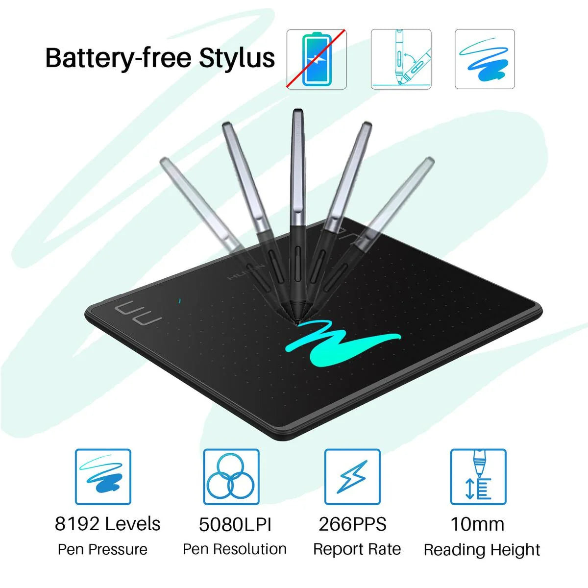 Huion HS64 Graphic Pen Tablet with 4 Programmable Express Keys