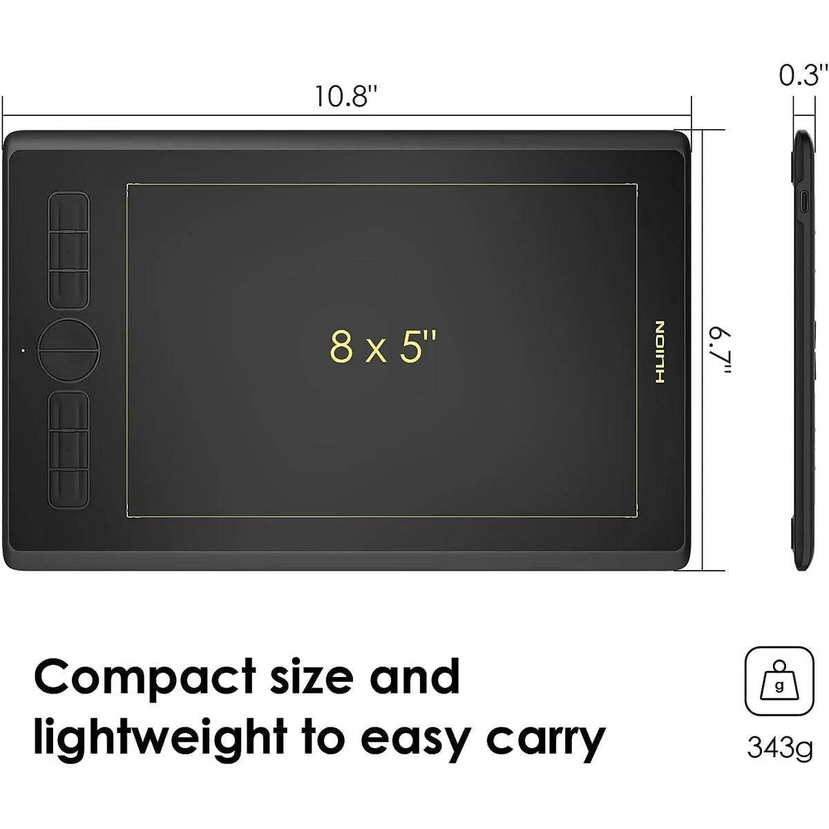 Huion Inspiroy H580X Graphic Drawing Tablet - 8 Programable Keys (203.2 x 127mm)