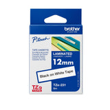 Brother 12mm Black on white tape for P-touch Label Printers
